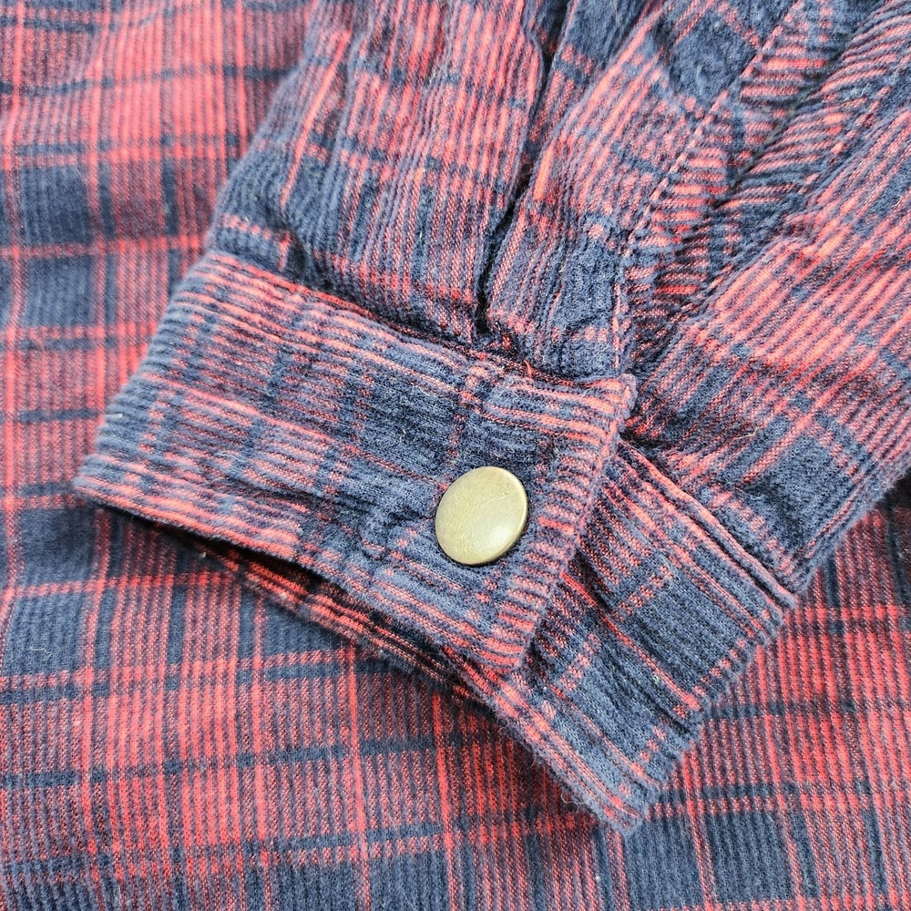 Soho Threads sherpa fleece lined plaid hooded Womens Jacket  Red Blue Large - Picture 5 of 10